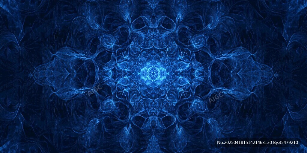 梦幻蓝色对称抽象图案