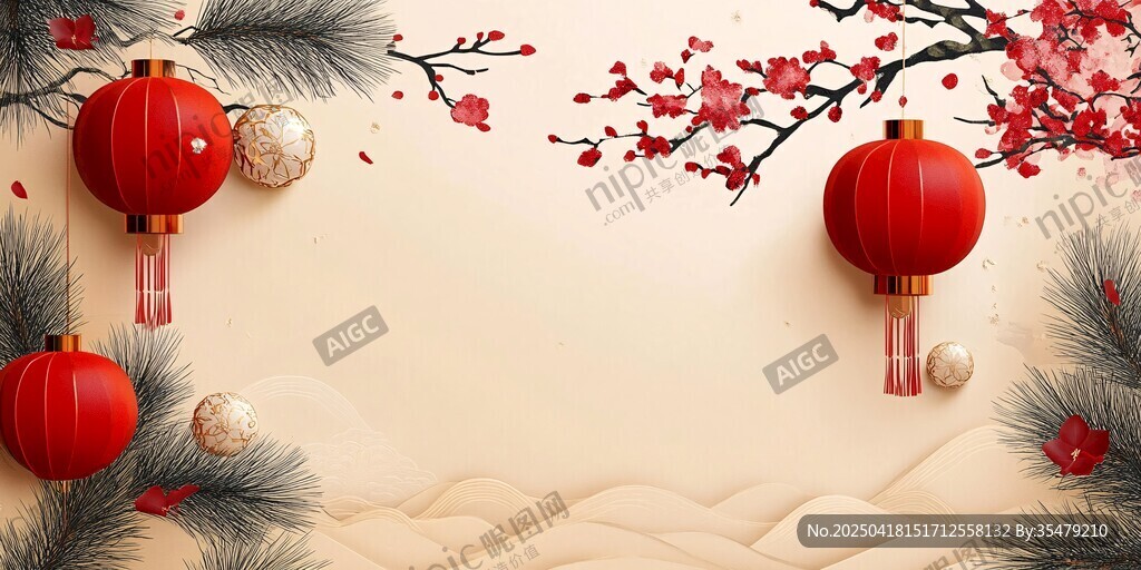 中式新春装饰背景图