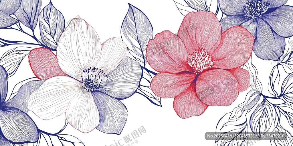 手绘花卉花边图案设计