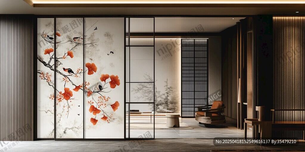 中式花鸟屏风雅致空间