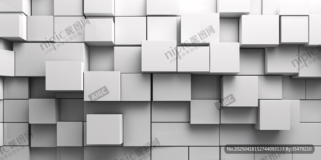 白色立体方块抽象背景图