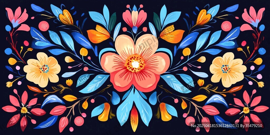 多彩花卉图案装饰画