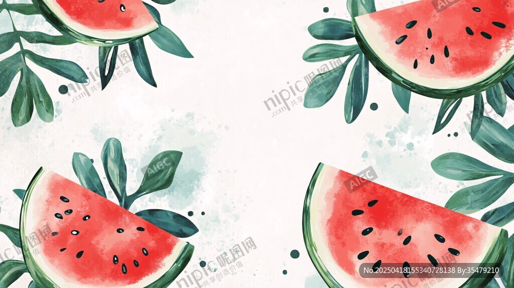 夏日西瓜插画 清新自然风