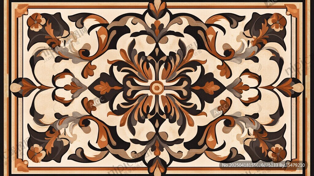 欧式精美花纹地面瓷砖图案