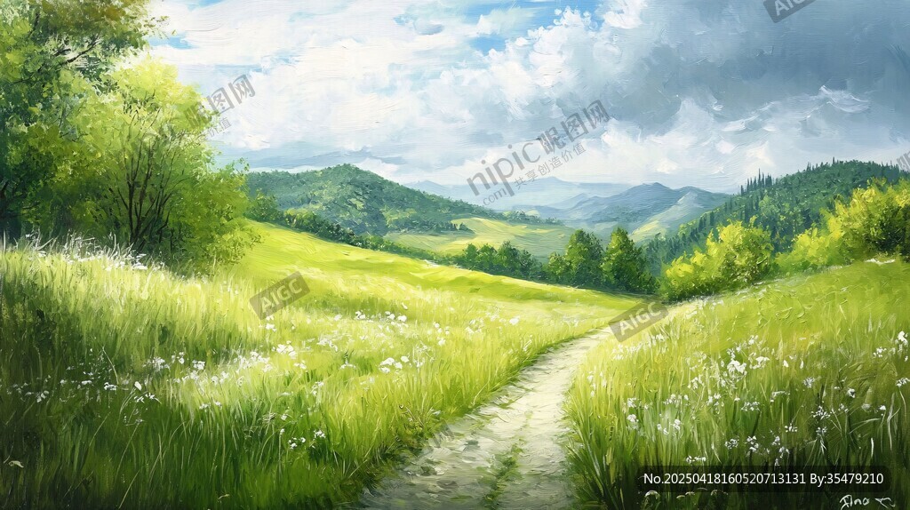 田园小径 绿意盎然的风景