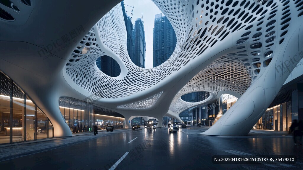 未来感建筑空间内部景象