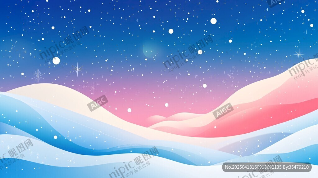 梦幻雪景夜空浪漫风光