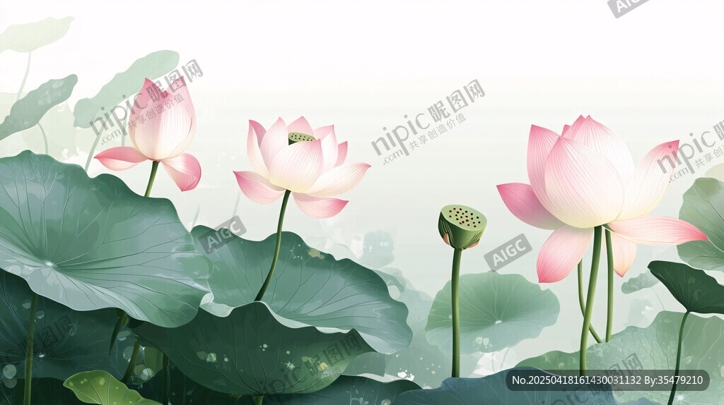 夏日荷花绽放图