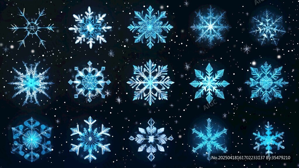 梦幻蓝色雪花图案集合