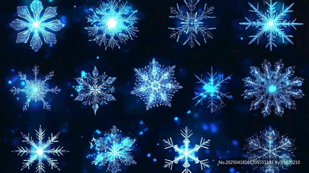 梦幻蓝色雪花图案集合