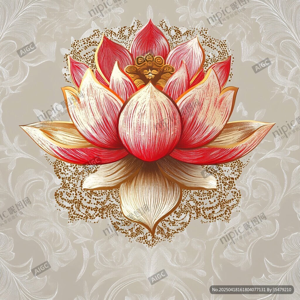 华丽手绘莲花装饰图案