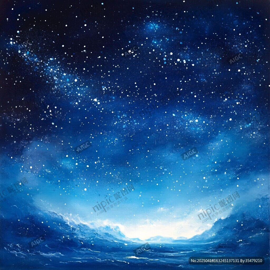 梦幻星空下的静谧山海