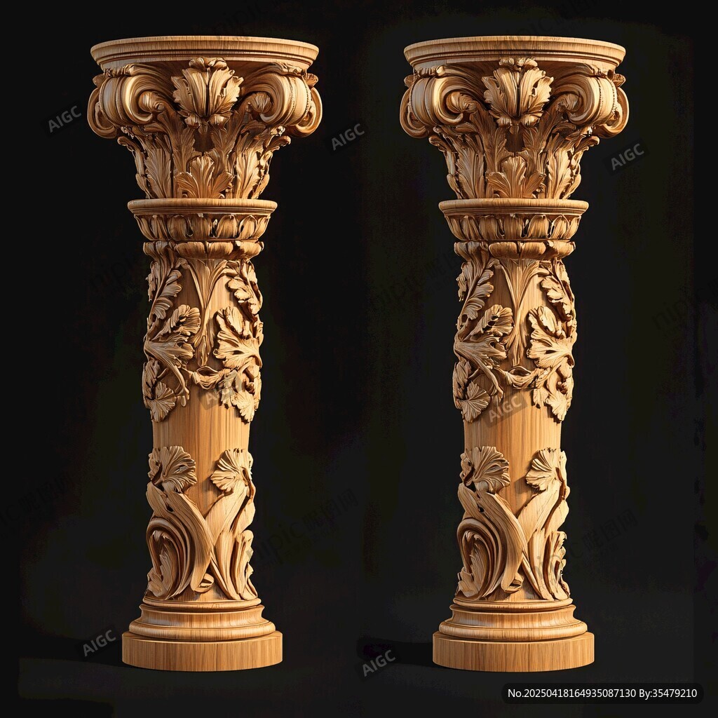 精美雕花罗马柱模型展示