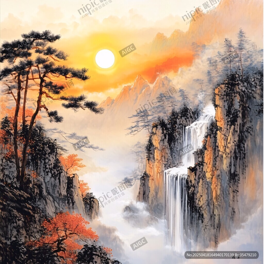 日出山水间 壮丽自然景