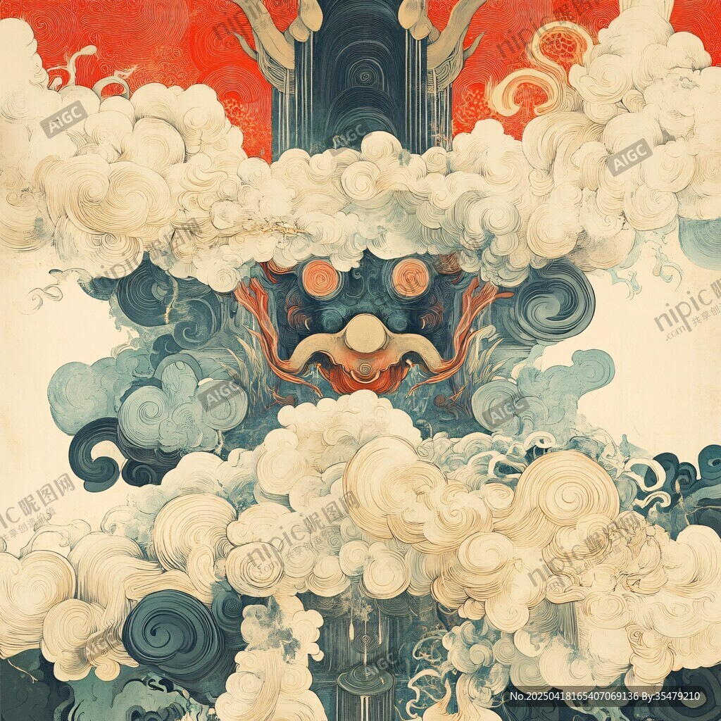 云海中的神秘中式奇幻景象