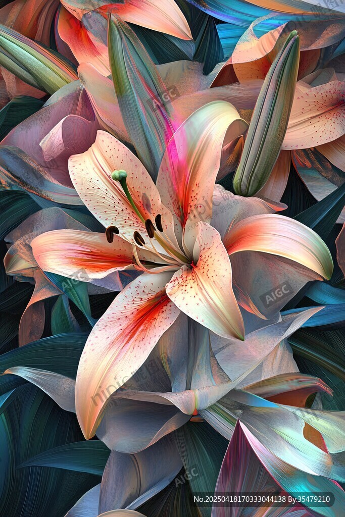 梦幻绚丽百合花特写