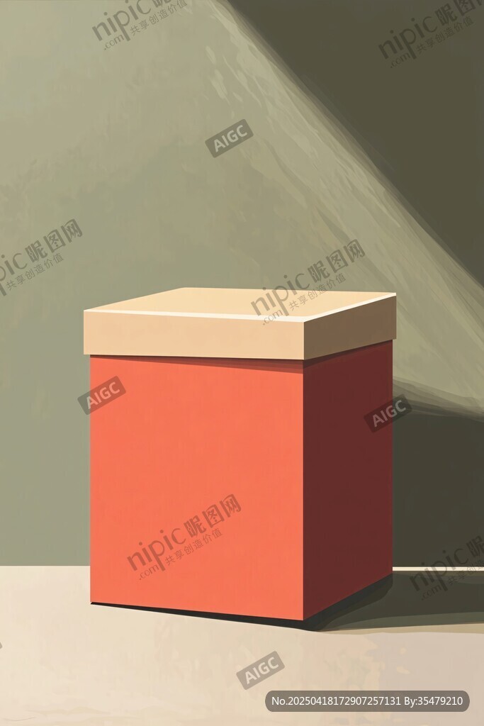 红色方形带盖盒子静物图
