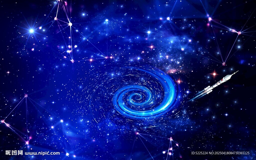 梦幻蓝色星系星空图景