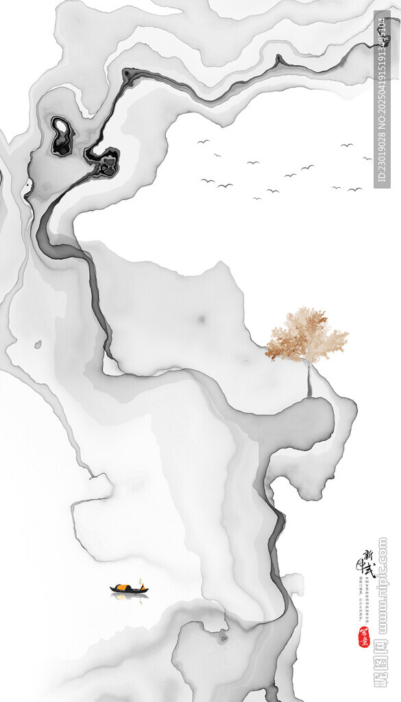 新中式抽象水墨画