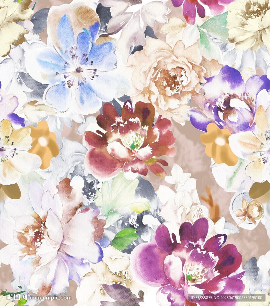 大牌水彩花朵
