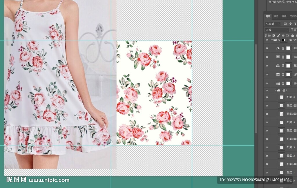 花卉图案女士连衣裙设计图