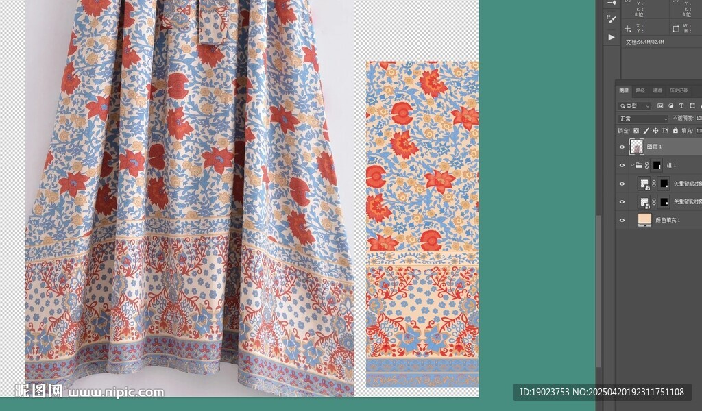 多彩花卉图案布料纹理