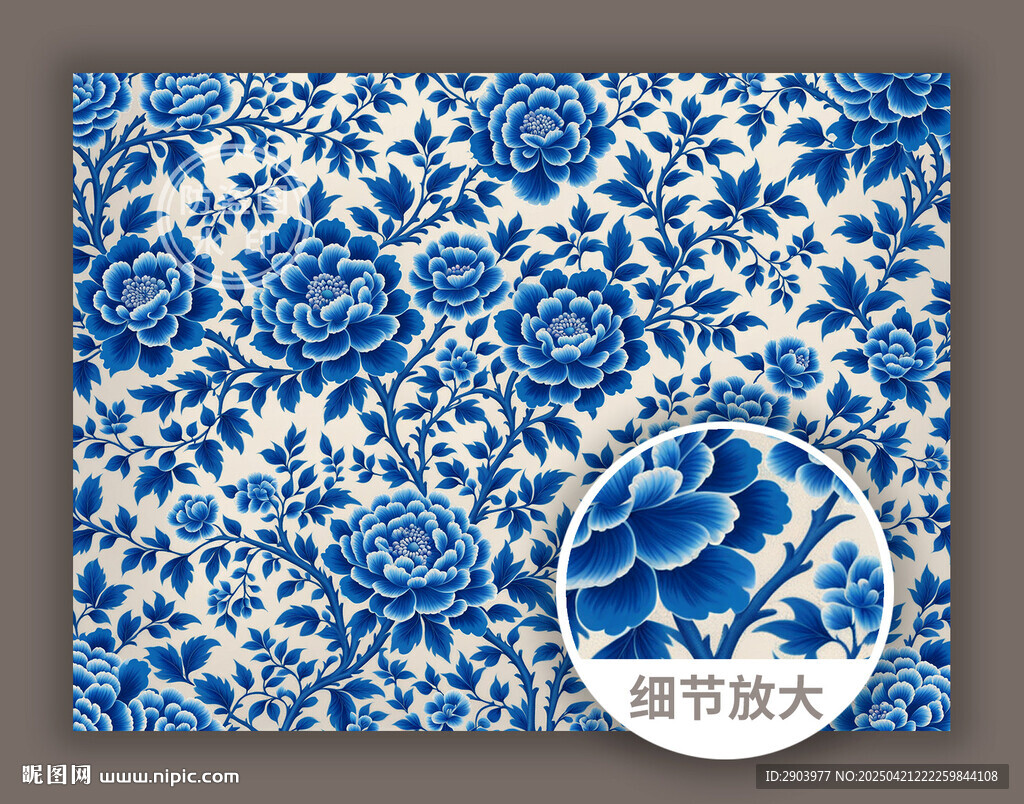 中式传统古典青花花纹图案
