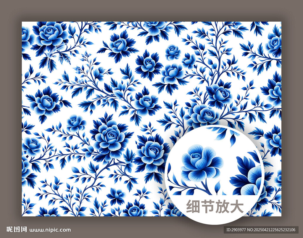 传统古典中式青花花纹图案