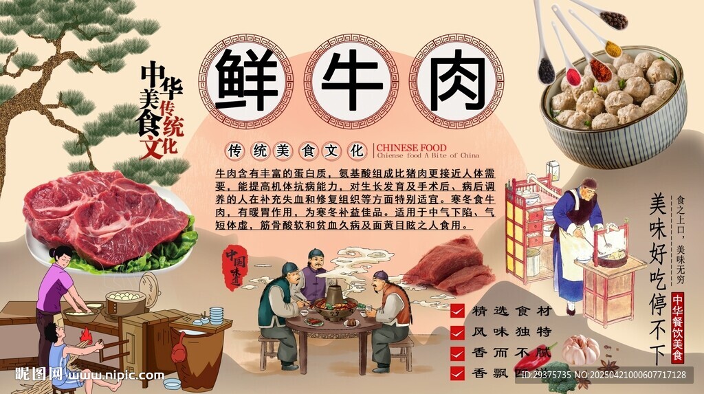 鲜牛肉背景墙
