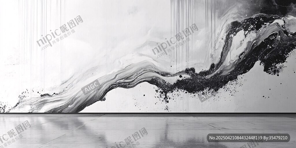 水墨流动艺术画面