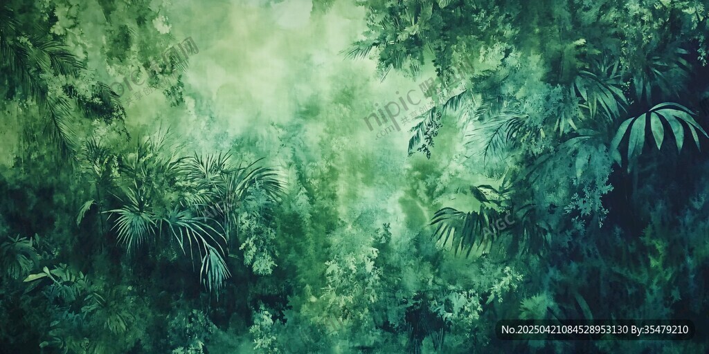 神秘翠绿丛林景象