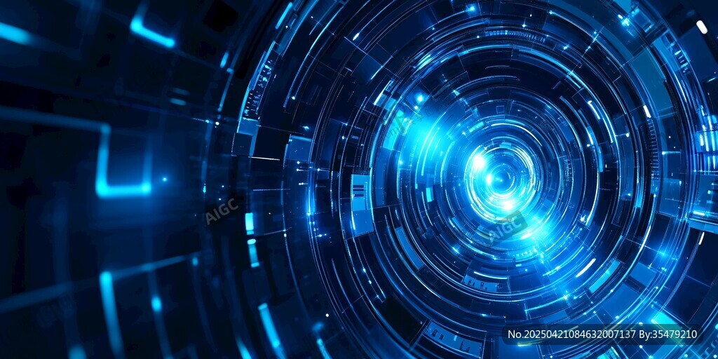 科技感蓝色数字隧道背景