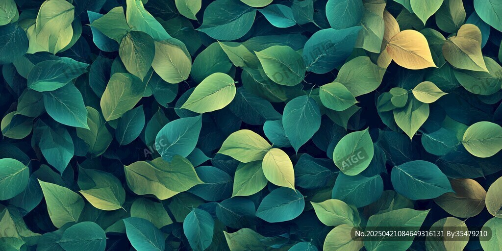 翠绿叶片的自然纹理画面