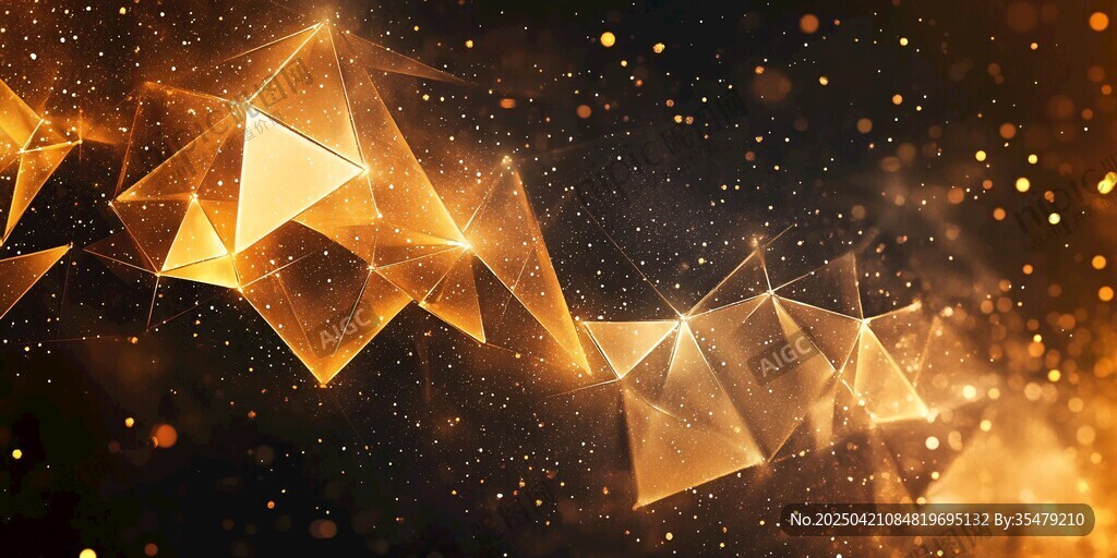 金色多边形闪耀梦幻背景