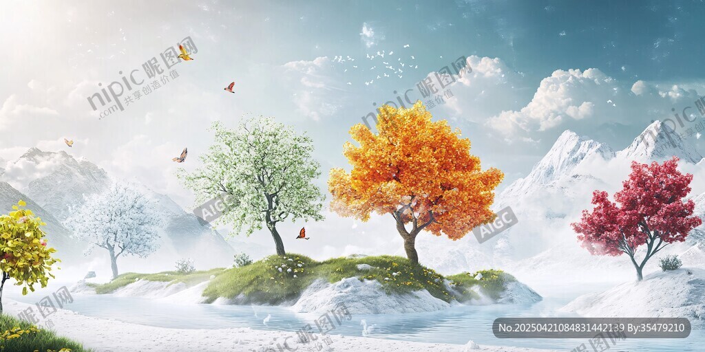 四季同框的梦幻自然景观