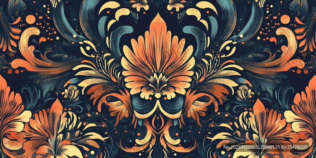 复古华丽花卉图案设计