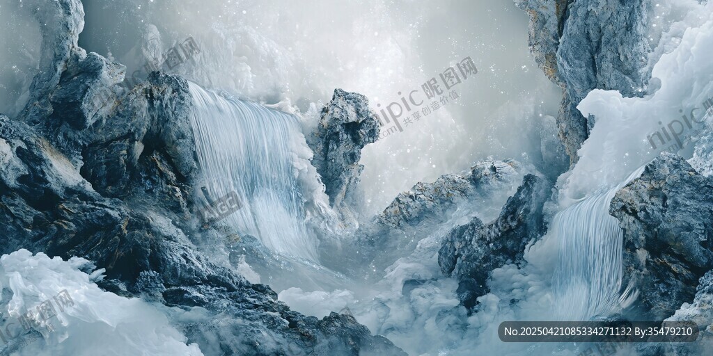 梦幻冰雪瀑布景观