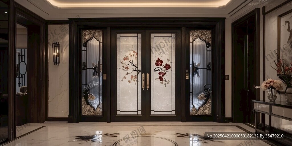中式典雅入户门装饰设计