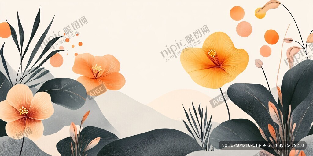 花卉绿植简约清新插画