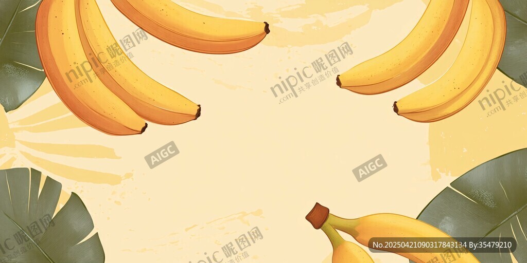 香蕉环绕的清新水果画面