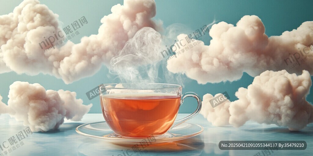 梦幻茶杯与缭绕云朵