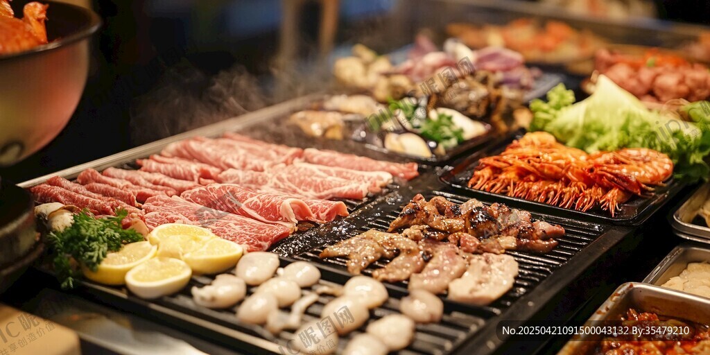 丰富多样的韩式烤肉食材