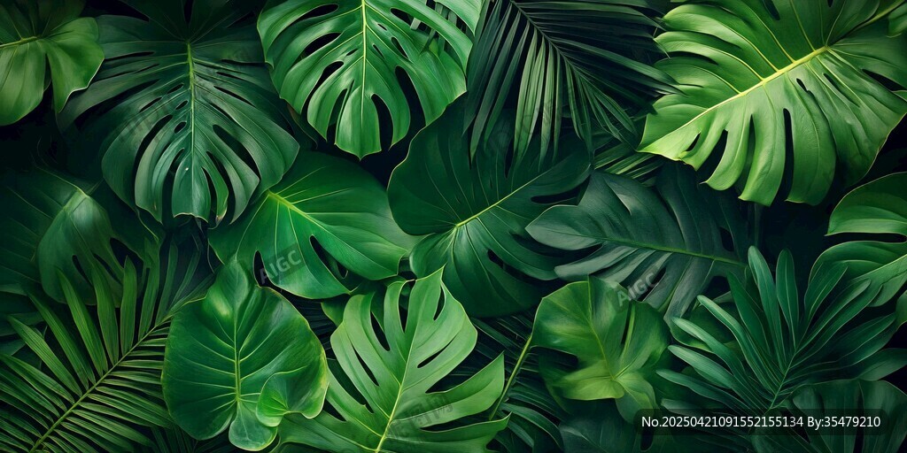 热带绿植背景 清新自然风