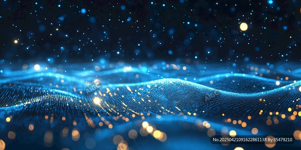 梦幻蓝色科技粒子波动背景