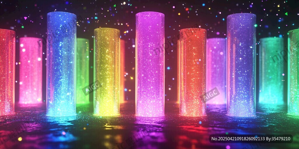 梦幻彩色光柱光影场景