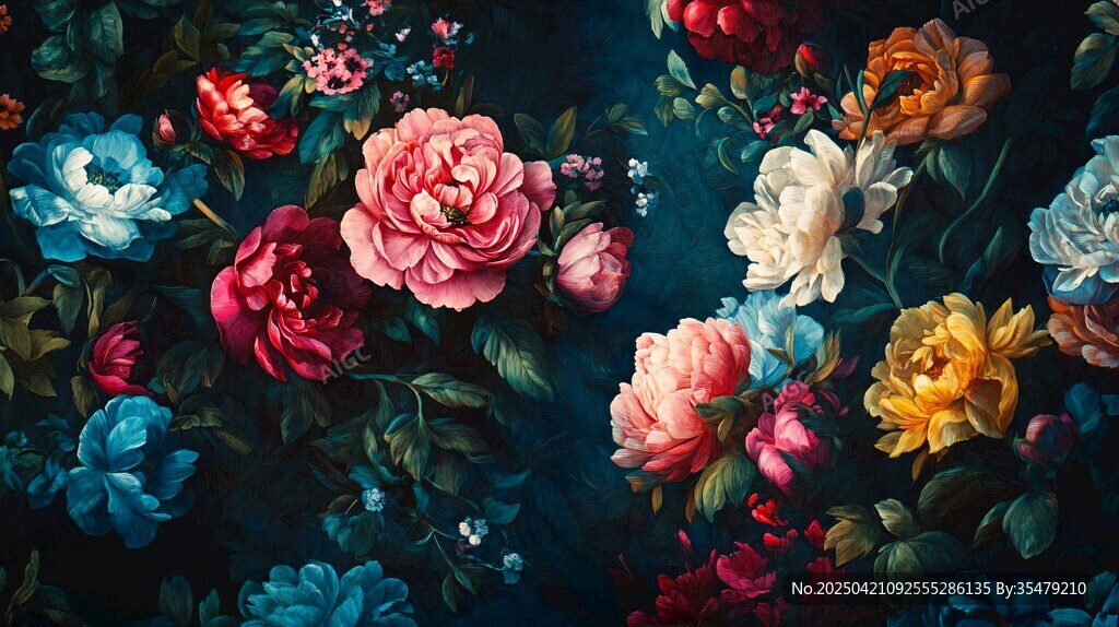 梦幻绚丽花卉绽放图景