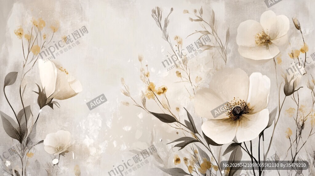 淡雅白花植物背景图