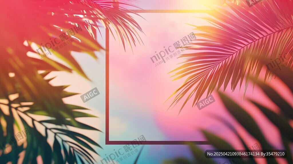 梦幻棕榈叶与绚丽光影