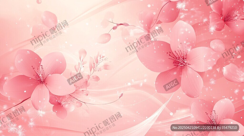 梦幻粉色樱花浪漫背景图