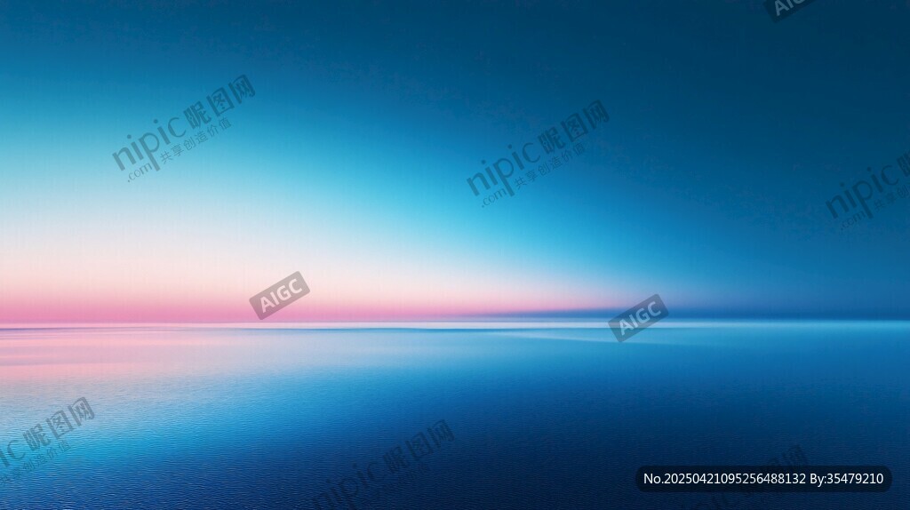 梦幻蓝粉渐变海面风景